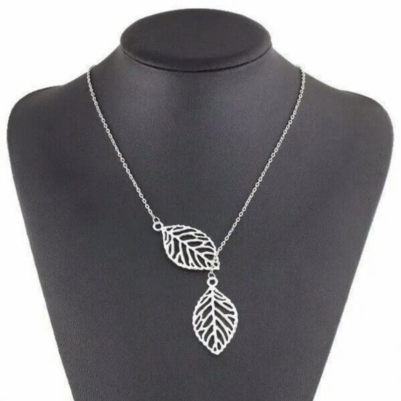 Gold Lasercut Lariate Leaf Choker Necklace Floral Plant Leafs Alloy Necklaces - Picture 15 of 16